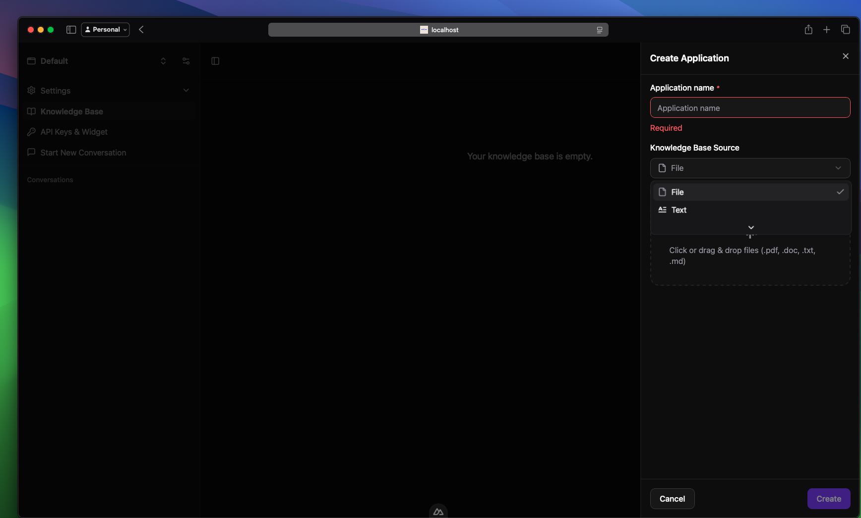 Ch8r - Create Application